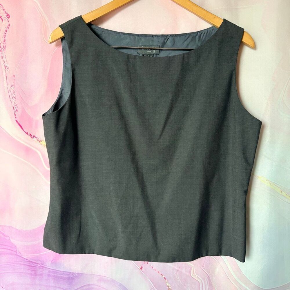Lafayette 148 New York 10 Charcoal Gray Fitted Top Preppy Luxury Professional